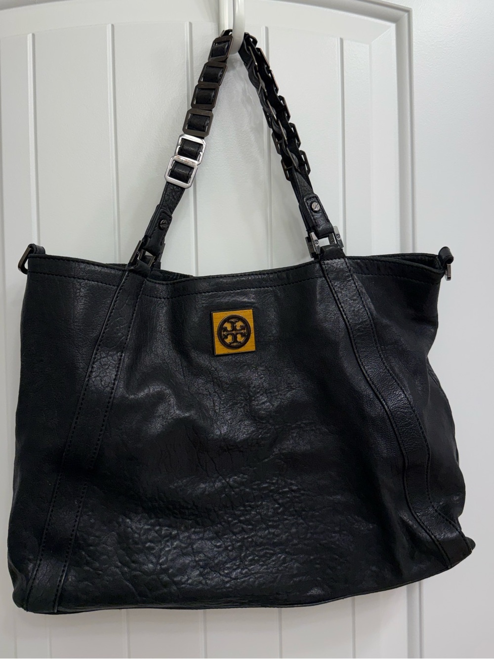 Tory Burch Black Tote silver accent long strap included and dust bag